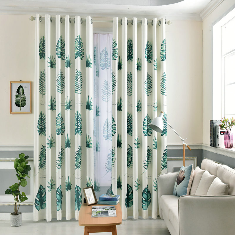 

Leaves Birds Printed Drapes Blackout Curtain for Living Room Bedroom Kitchen Balcony Pastoral Fresh Sheer for Window Decoration, Color no 3 tulle