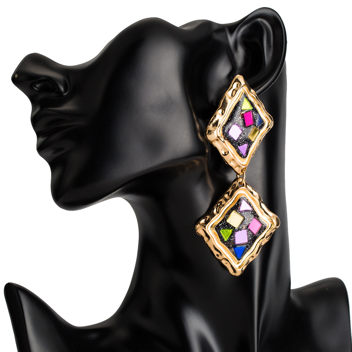 

Exaggerated square multilayer acrylic earrings women's autumn earrings Bohemia