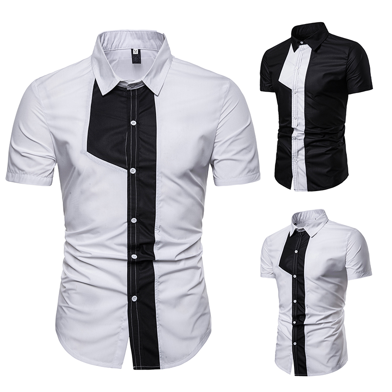 

Men' Shirt Fashion Front Matching Men' Casual Short Sleeve Shirt, Black