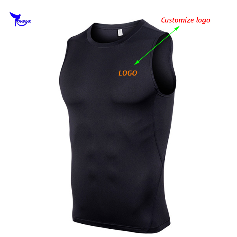 

2020 Summer Quick Dry Sleeveless Running Shirts Men Breathable Compression Tank Top Men's Fitness Gym Sport Vest Customize Print, White