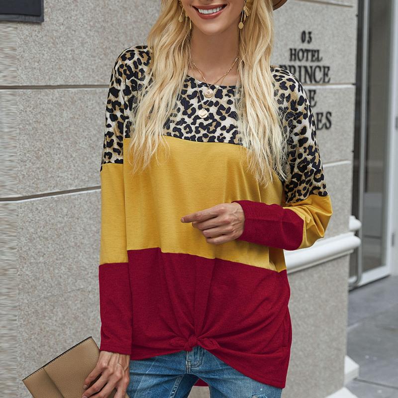 

Sweatshirts 2020 Women Casual Leopard Print T-shirt Top Long Sleeve Blouses Clothes Casual Streetwear Tops Autumn Women #Z, Yellow