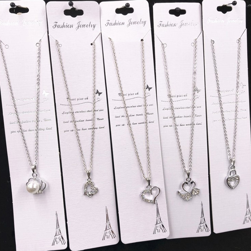 

Natural Pearl Pendant Necklace For Women Silver Chain Party Jewelry Gift Swan Heart Flower Key Star Shape