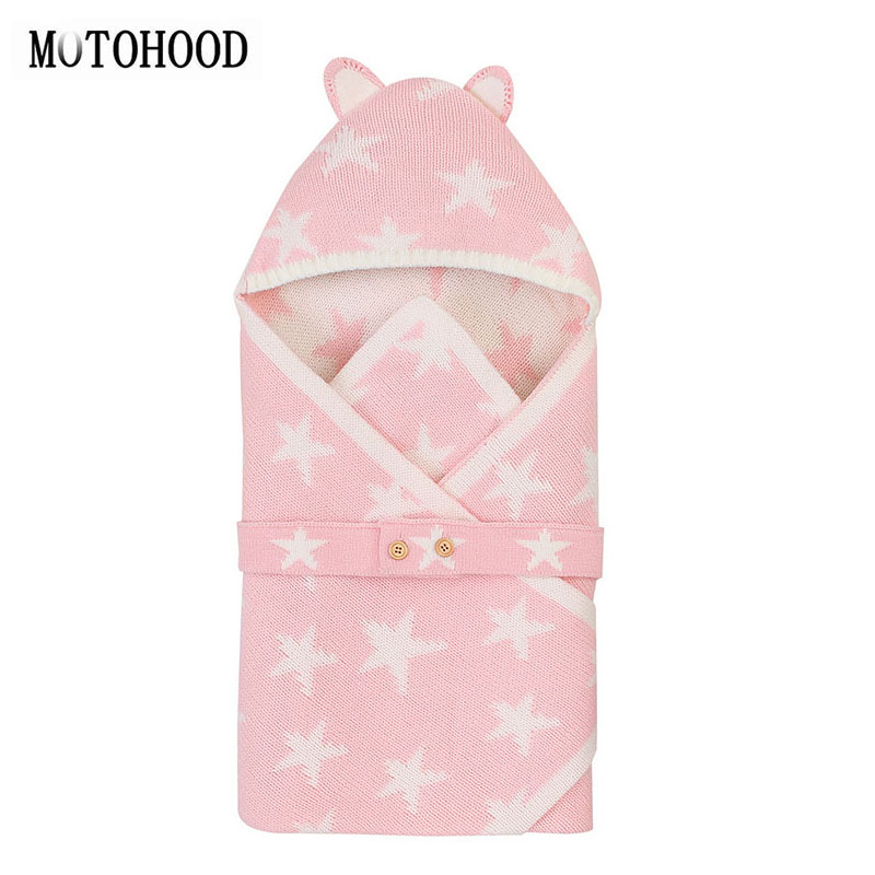 

MOTOHOOD Kids Sleepsuit Newborn Baby Wrap Swaddle Blanket Knit Sleeping Bag Stroller Wrap for Baby Swaddle Blanket, Pink