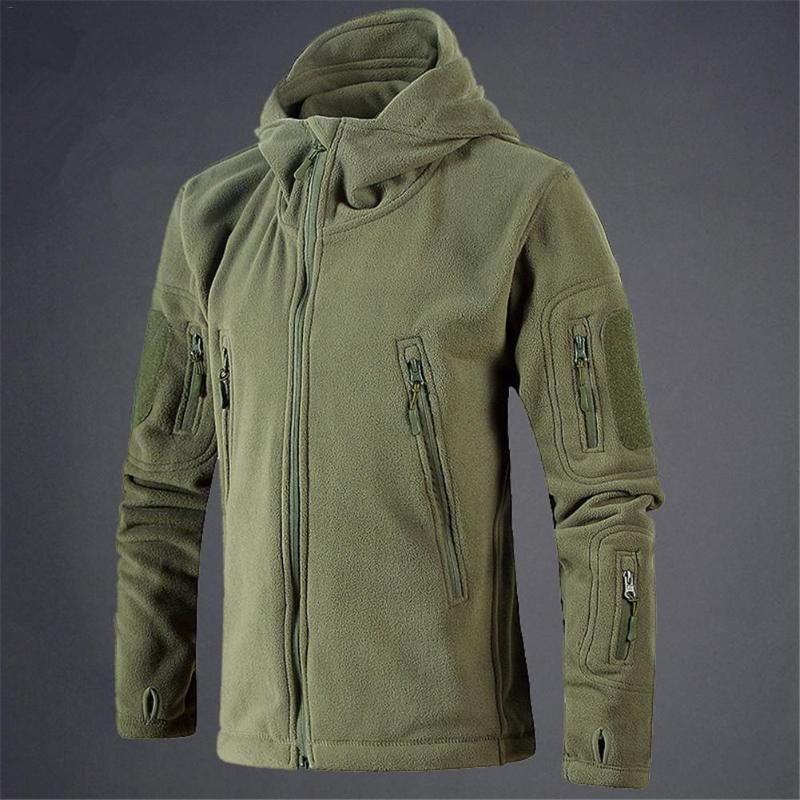 

Winter Fleece Warm Tactical Jacket Men Thermal Breathable Hooded Men Jacket Coat Outerwear Army Hiking Jackets, Brown