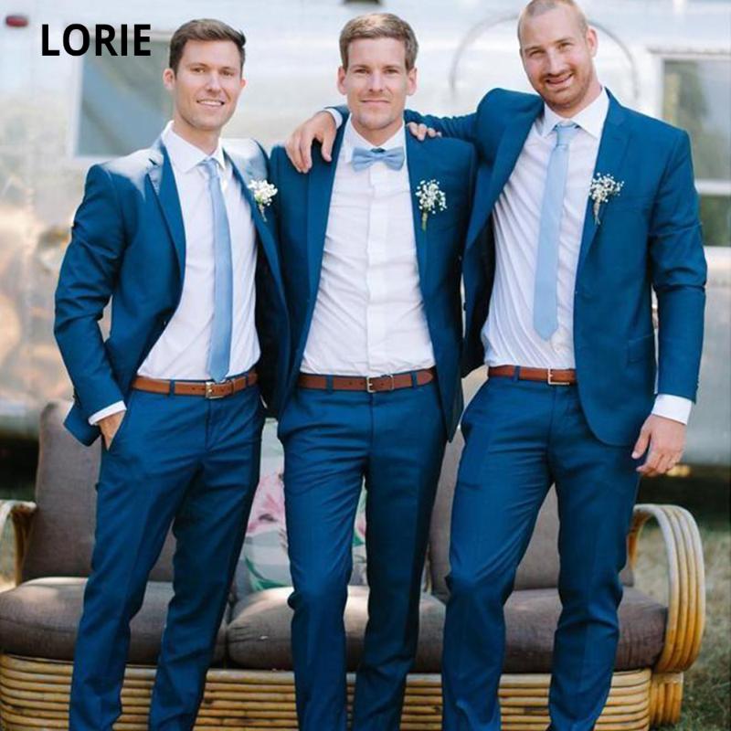 

LORIE 2020 Royal Blue Slim Fit Groom Tuxedos Wedding Tuxedos Suits Custom Made Groomsmen Best Man Prom Suits Plus Size Customize, Beige