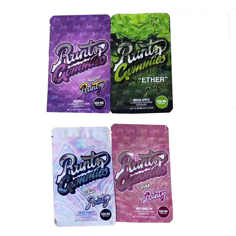 

Runtz Gummies Bag Mylar Bages smell proof 500mg Ether Runtz White Pink Original Plastic Zipper Package 4 Colors DHL Free