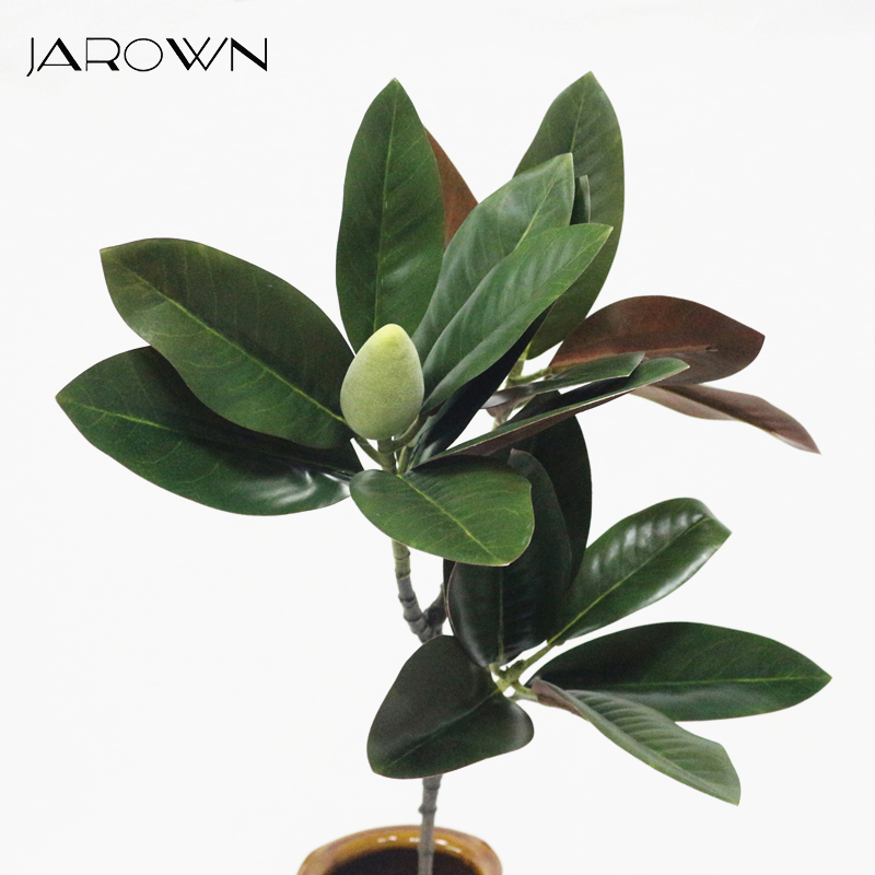 

JAROWN Simulation Real Touch Magnolia Leaf Artificial 3 Branch Magnolia Flower Plant Wedding Decor Home Hotel Decorations, Green