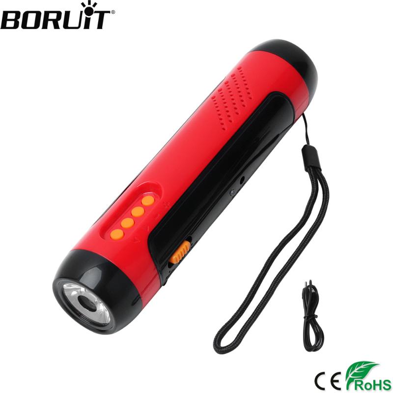 

BORUiT Multifunctional Voice Alarm FM Radio Hand Crank Dynamo Powered LED Torch and 1800mAh Power Bank for Traveller