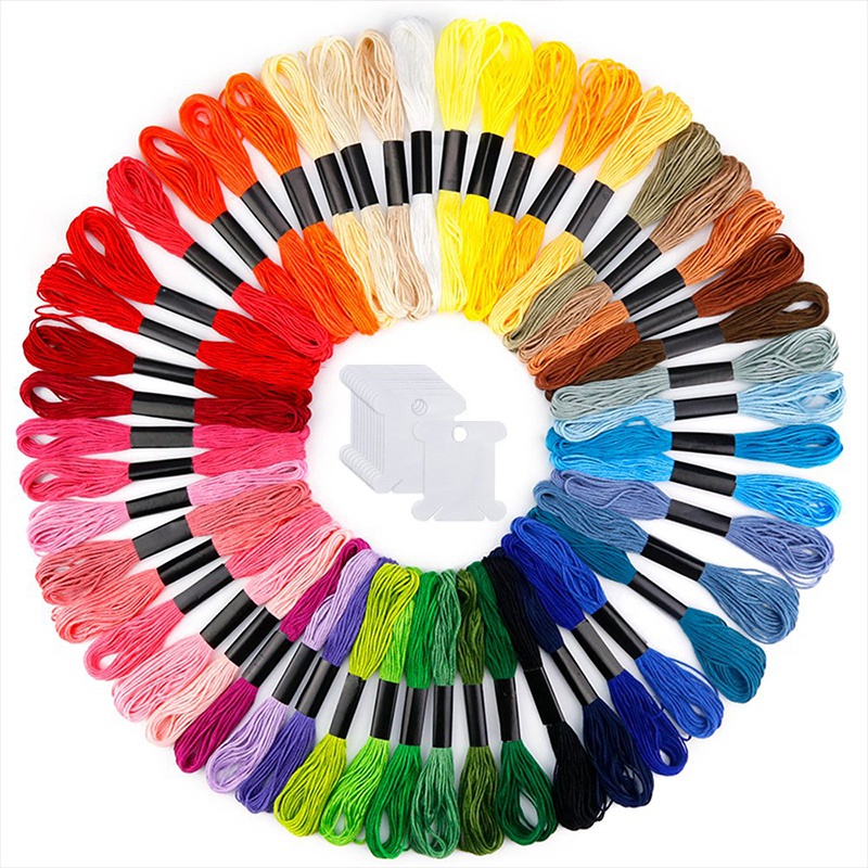 

Embroidery Floss 50 Skeins Friendship Bracelets Floss Rainbow Color Embroidery Thread Cross Stitch with 12 Pieces Bo, Multi