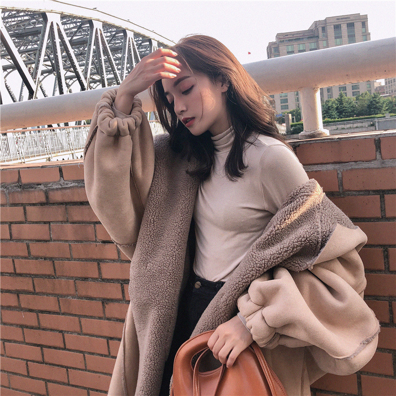 

2020 New Winter Woman Lamb Swool Jacket Female Claw Button Overcoat Lady All-match Hooded Coat Girl High Quality Outerwear, Apricot