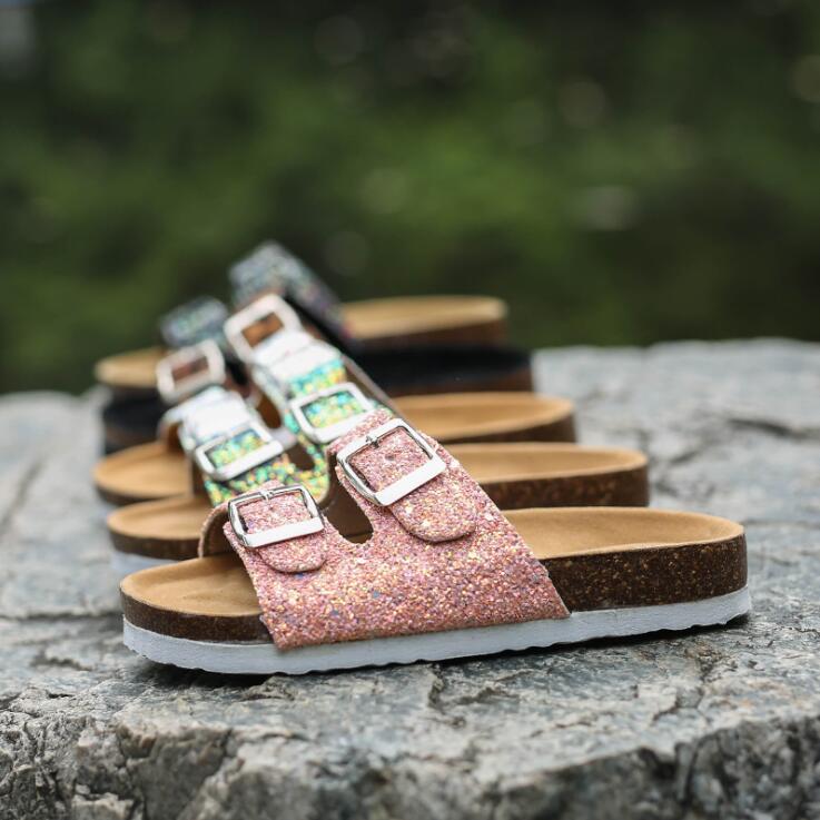 

Sequins Sandals Two-button Flip-Flop Cork Slippers Summer Fashion Casual Cartoon Sandals Wear Resistant Non-slip Shoes Accessories CGYA198, As pics