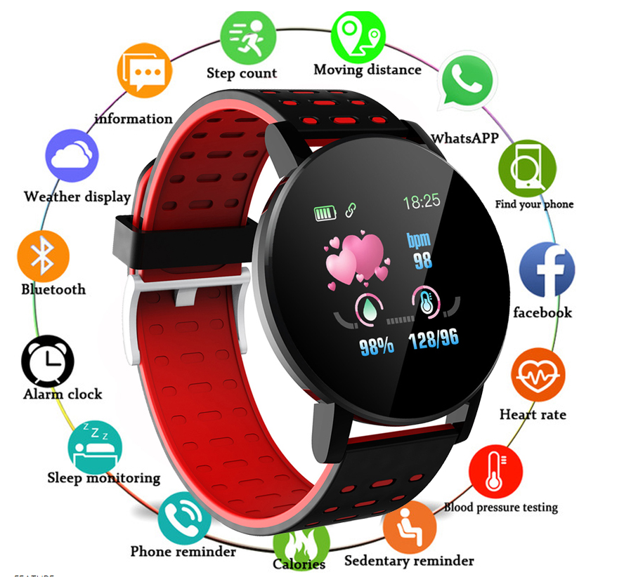 

2020 New D18 plus Colorful Touch Screen 3D Sport Watch Pedometer Smart Watch Fitness Heart Rate Monitor Women Clock Smartwatch