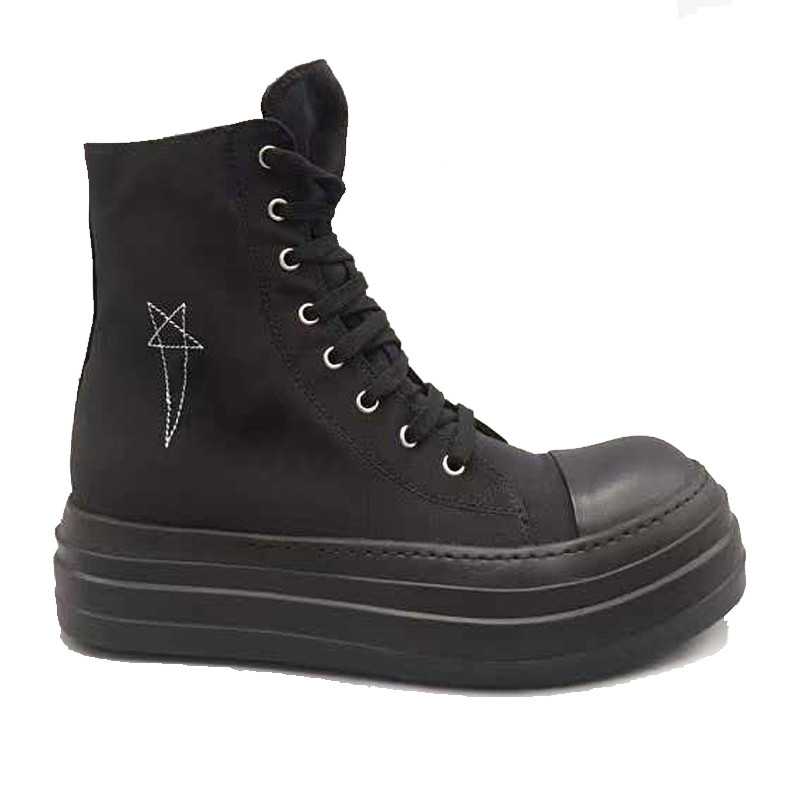 

Women Breathable Spring&Fall Boots Thick Sole Black Boots Stretch Fabric Fashion Shoes Platform 18#25/20e50