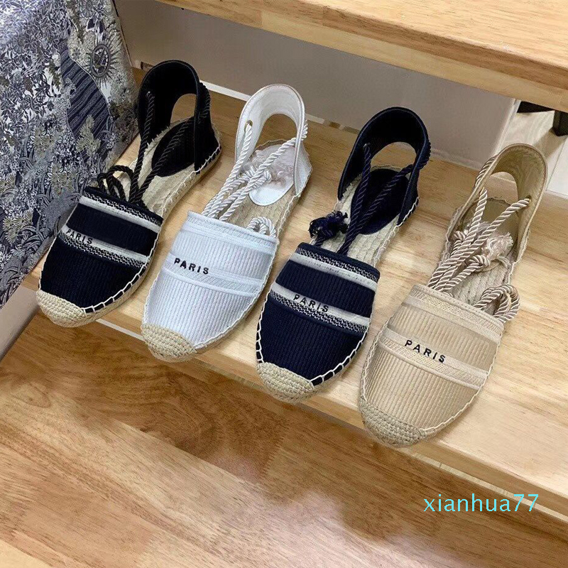 

Hot Sale-platform casual Sandals summer fashion Alphabet fisherman shoes luxury woman shoe Hemp rope grass woven Baotou sandals size 35-42, Blue