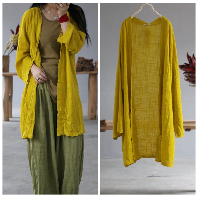 

Women Sunscreen Shirt Fashion Casual Thin Cotton Linen 2020 Summer Autumn Solid Color Long Sleeve Cardigan Sun Protection Shirt, Gray