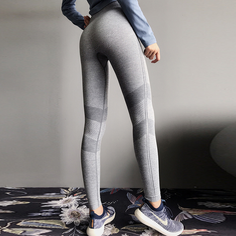 

Seamless Yoga Leggings High Waist Hollow Pant Women Workout Sports Leggings Fitness Side Stripe Girls Push Up, Brown