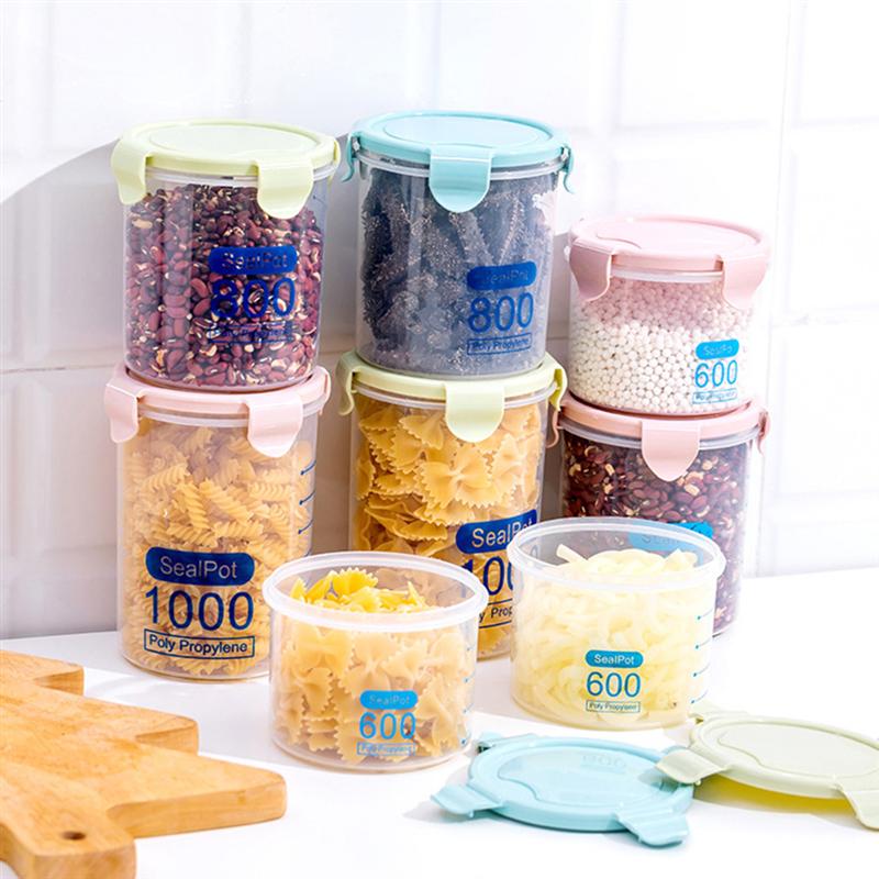 

1pc Airtight Leakproof Plastic Storage Bottle Container with Locking Lids for Rice Cereal Flour Sugar
