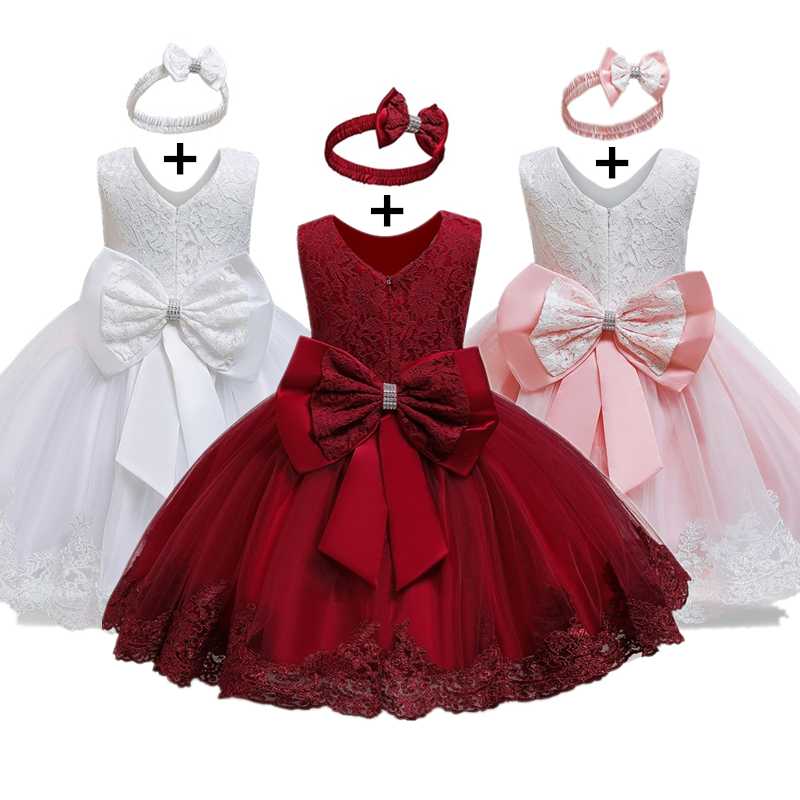 

Baby Girls Clothes Newborn Girls 1 Year Birthday Dress Sleeveless Lace Christening Clothing Baby Christmas Dress Baptism