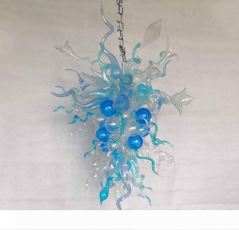 

Custom Clear Blue Art Chandelier Lamp Artistic Style Energy Saving Murano Glass Chain Hanging Lights for Hotel Kitchen Decorative