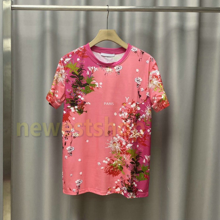 

Europe France Paris Flower print tshirts Spring Summer Fashion Tshirt Men Womens Casual Letters printing Cotton T shirt Breathable tee, As picture
