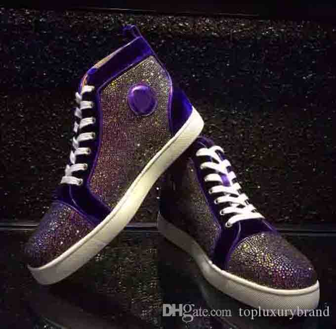 

21s Women Casual shoe Genuine Leather with Rhinestone Red Bottom Sneaker for Men sneakers Unisex Shoes high Tops Designer Luxey Top Quality Man