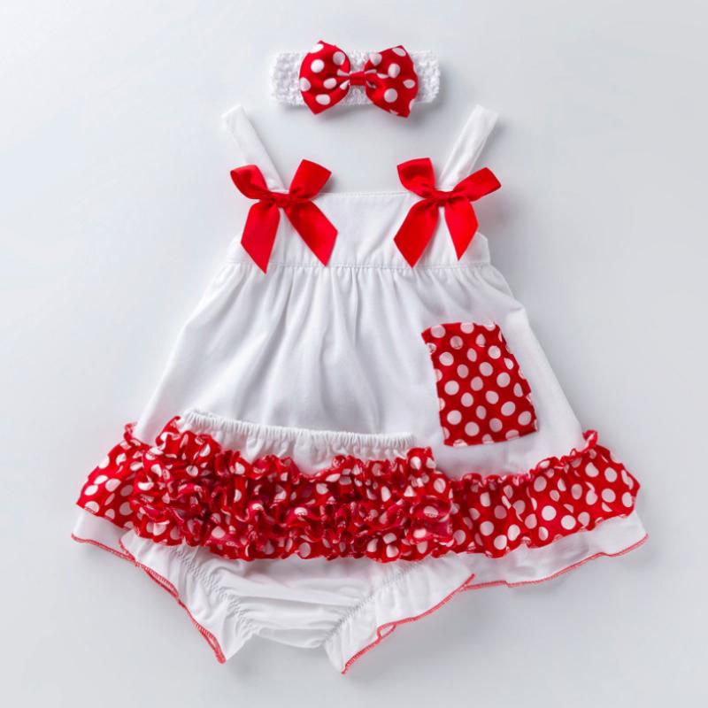 

High Quality Baby Clothing Set Cute Polka Dot Tutu Dress Floral bloomers Ruffled Underwear Bows Shoes Headband Gir Newborn Gift, 2 piece set