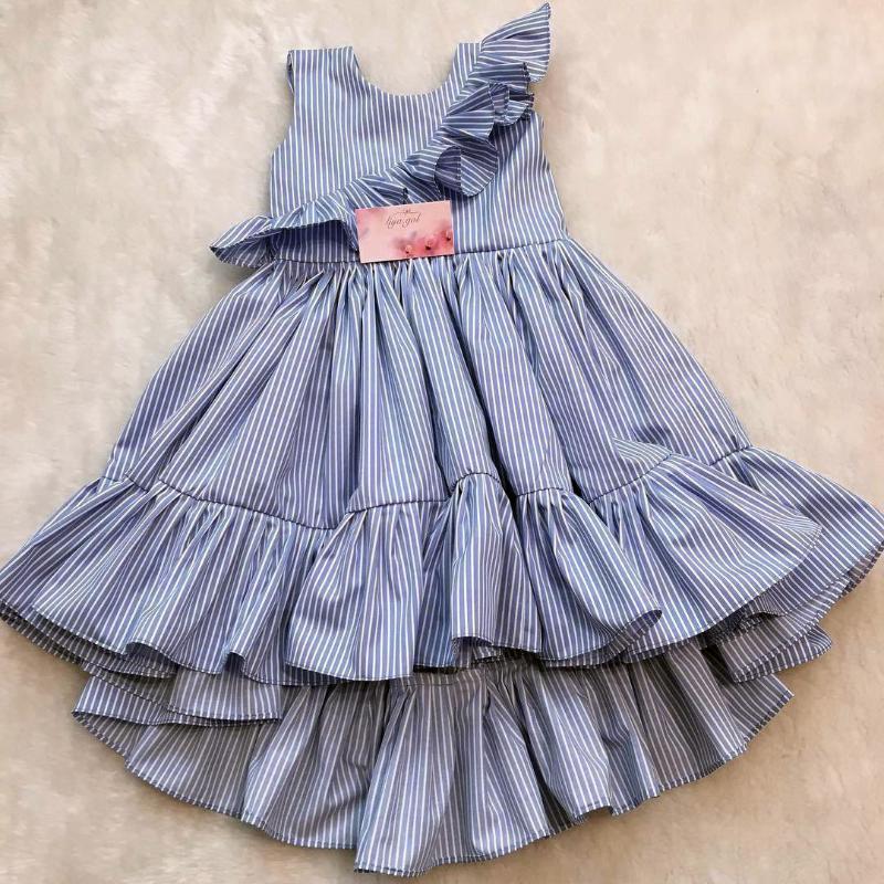 

Toddler Kid Baby Girl Summer Striped Princess Party Pageant Ruffle Dress 2020, As pic