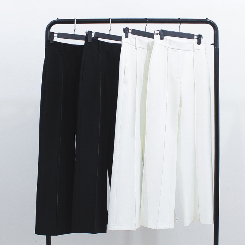 

Spring and autumn women's pants casual solid color straight pants, Black