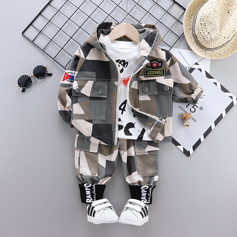 

Boys Clothes Suits Camouflage Kids Boys Outerwear T-shirt Long sleeve Hoodie Jacket Baby Sport Clothing Sets infant Suits, Red