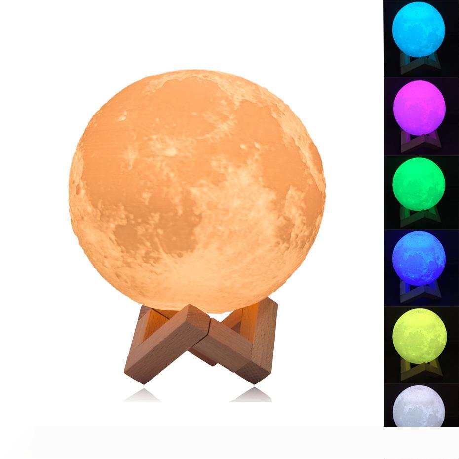 

rechargeable night light 3d print moon lamp 9 color change touch switch bedroom bookcase nightlight home decor creative gift