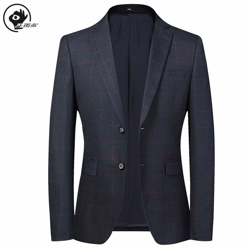 

Little Raindrop Mens Blazer Jacket Brand Slim Fit Designs Man Plaid Blazer Male Suit Single Breasted Korean Style Clothing Men, Purple red