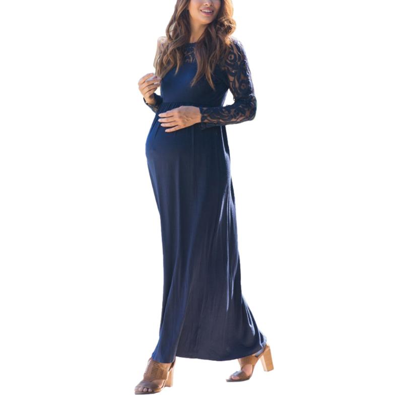 

Autumn casual Female Dress Solid Color Round Neck Long Sleeve Dress One-Piece for Pregnant Women, Wine red