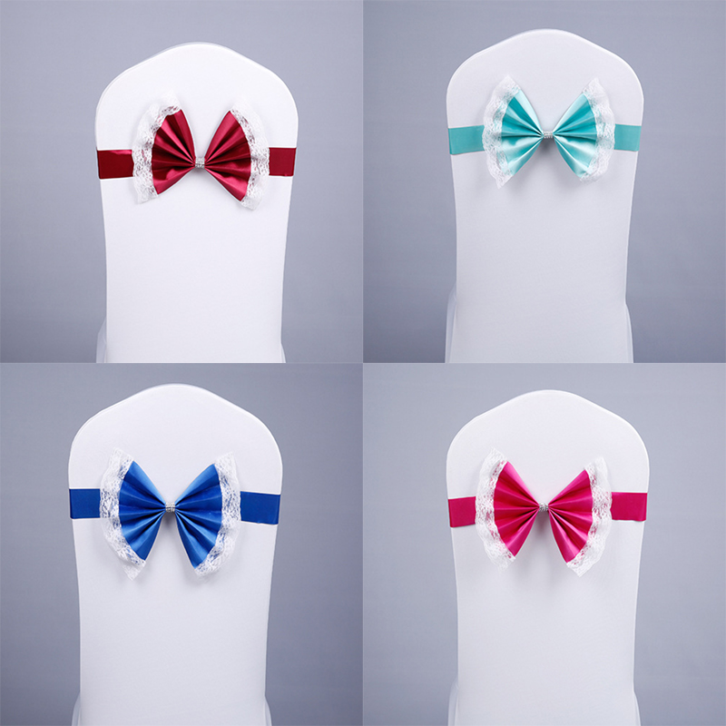

2020 Latest Chair sash butterfly style bow tie stretch sash chair band spandex cover for weddings wholesale