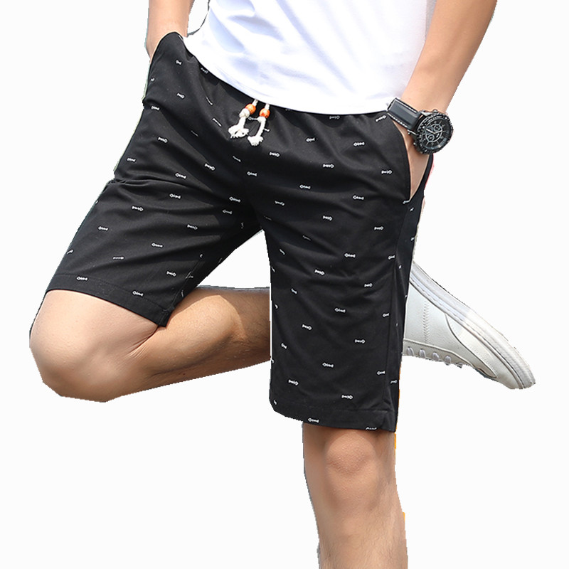 

2020 summer Men's casual pants five-beach shorts men pure cotton -4XL, Black
