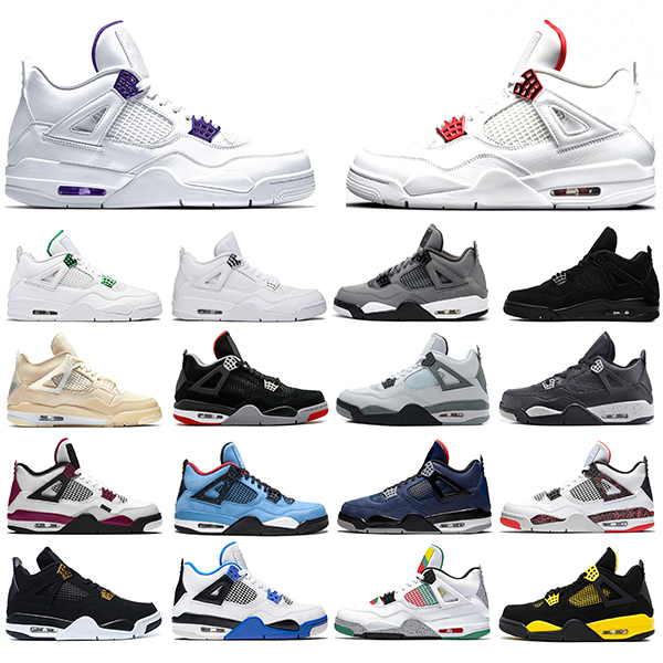

Mens Basketball Shoes Jumpman 4 4s Neon Bred Sail Black Cat What the Rasta Men Trainers Sneakers Sports Size 40-47, What the 4