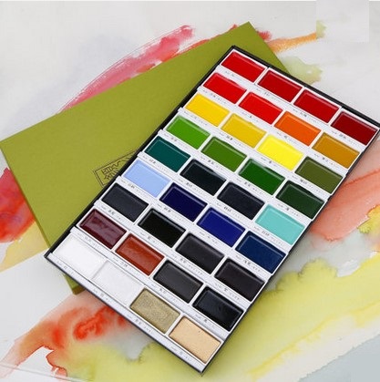 

Kuretake 12/18/24/36 colors Professional solid watercolor paints Art pigment