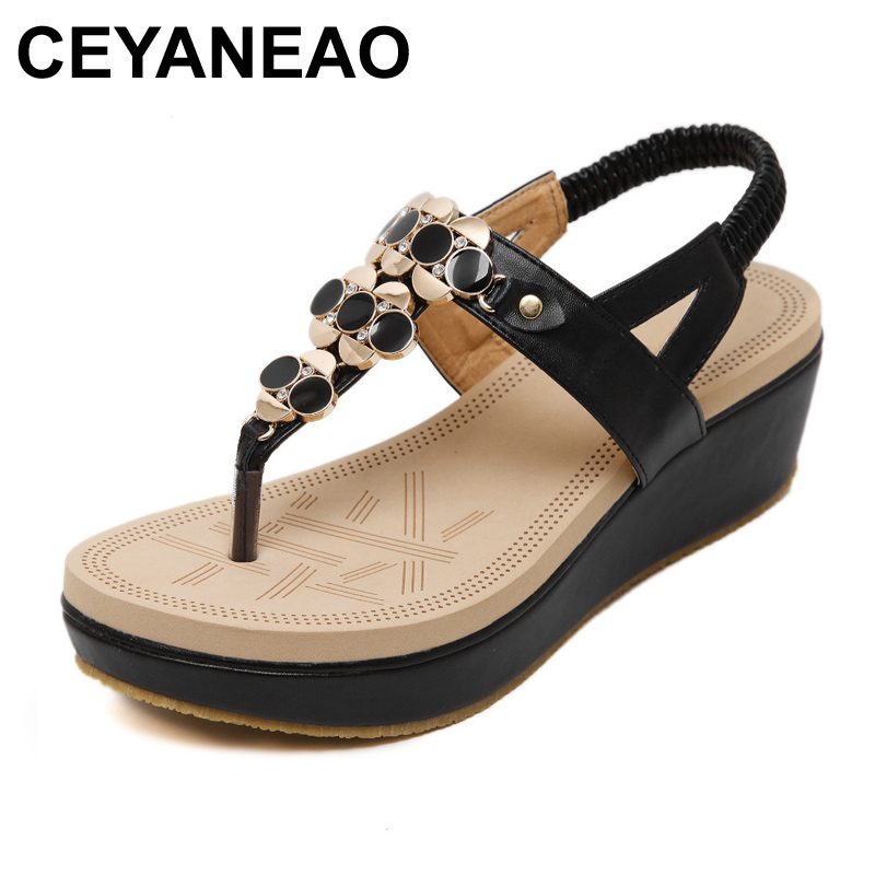 

CEYANEAO Summer Comfortable Sandals Women Platform Sandals Fashion Flip Flops Shoes Woman 35-40, Beige
