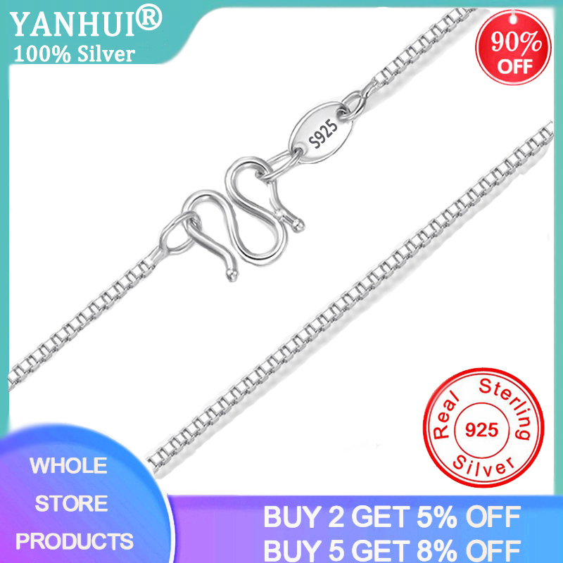 

YANHUI With Certificate Silver 925 Necklace Women 100% Original 925 Sterling Silver Jewelry Women Accessories Box Chain Necklace