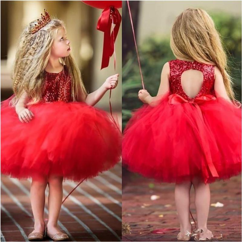 

O-Neck Tulle Sequined Bow Birthday Christmas Kids Formal Wear Girls Pageant Baby Children Party Dress Flower Girls Dresses, Black