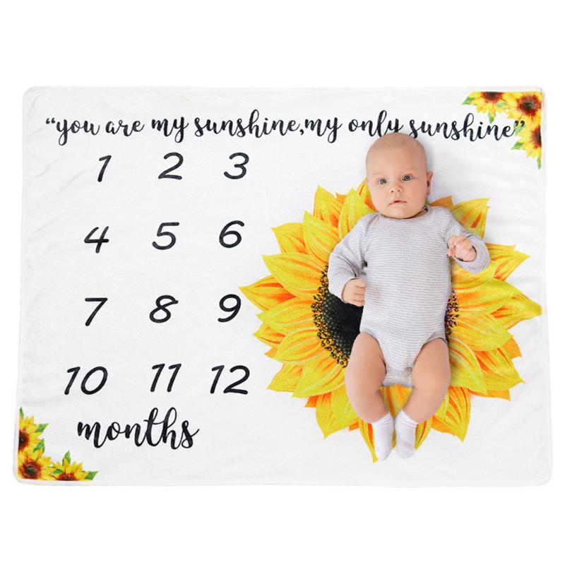 

Newborn Baby Photography Blanket Infant Sunflower Print Backdrop Photography Props for Baby Girl Boy Newborn Bed Blanket, Yellow