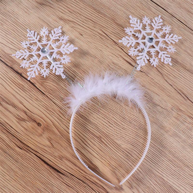 

White Christmas Decorative Headband Adorable Hair Bands Cute Snowflake Hair Hoops Kids Snowflake Headdress Party Favors Supplies