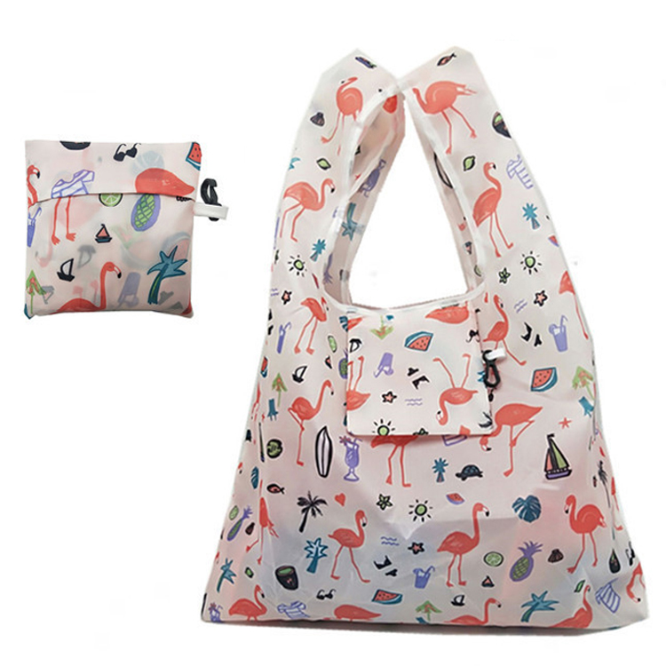 

2020 Women Foldable Eco Shopping Bag Tote Pouch Portable Reusable Grocery Storage Bag Cactus Flamingo Dots Free Shipping