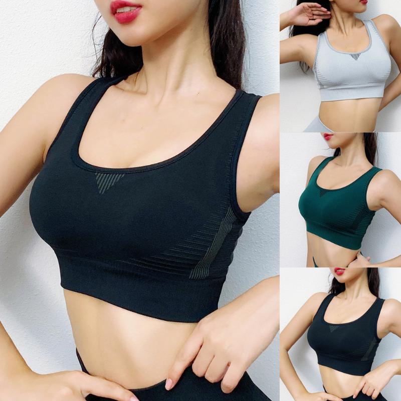 

2020 Summer 1 Pc Cotton Sports Bra High Breathable Top Fitness Women Padded For Running Yoga Gym Seamless Crop Bra Hot Sale #3, Black