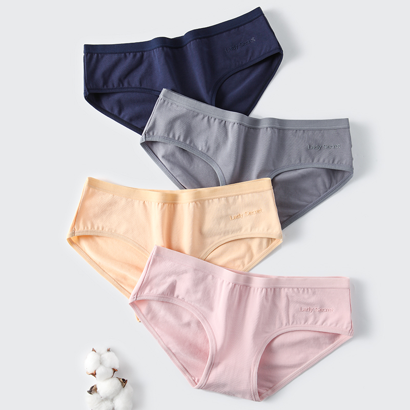 

LANGSHA 4Pcs/lot Women's Cotton Panties Women Underwear Seamless Pants Brands for Girls Low Waist Briefs Comfortable Cute Panty, 8181 c