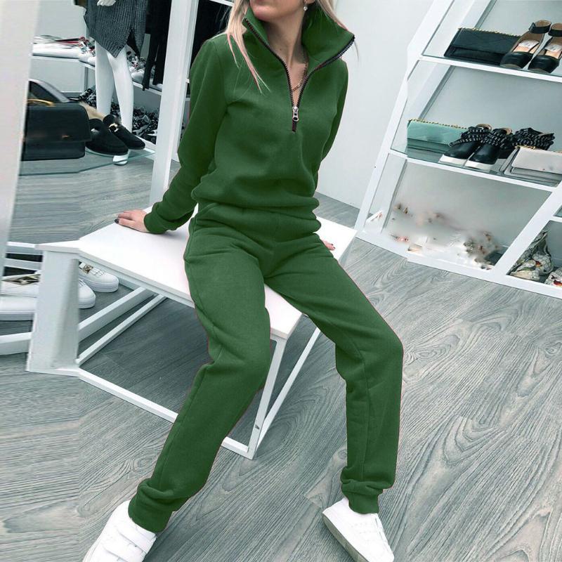 

two piece set women's tracksuit sports suit Women Fahion Long Sleeve Solid Pullover Sweatshirt and Pants Tracksuit Sets#g4, Black