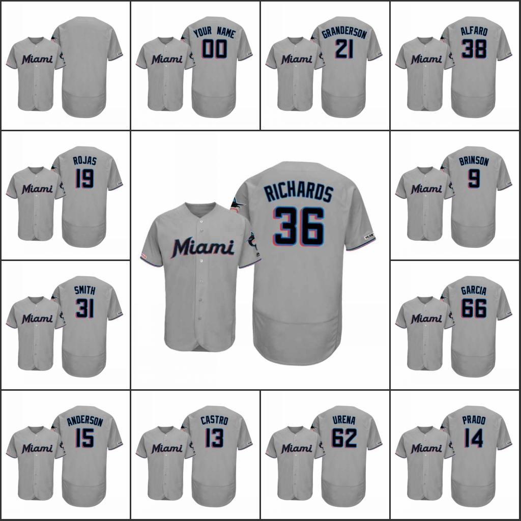 

Miami Marlins Men #14 Martin Prado 21 Curtis Granderson 13 Starlin Castro Women Youth 150th Anniversary Flex Base Custom Jersey, Black