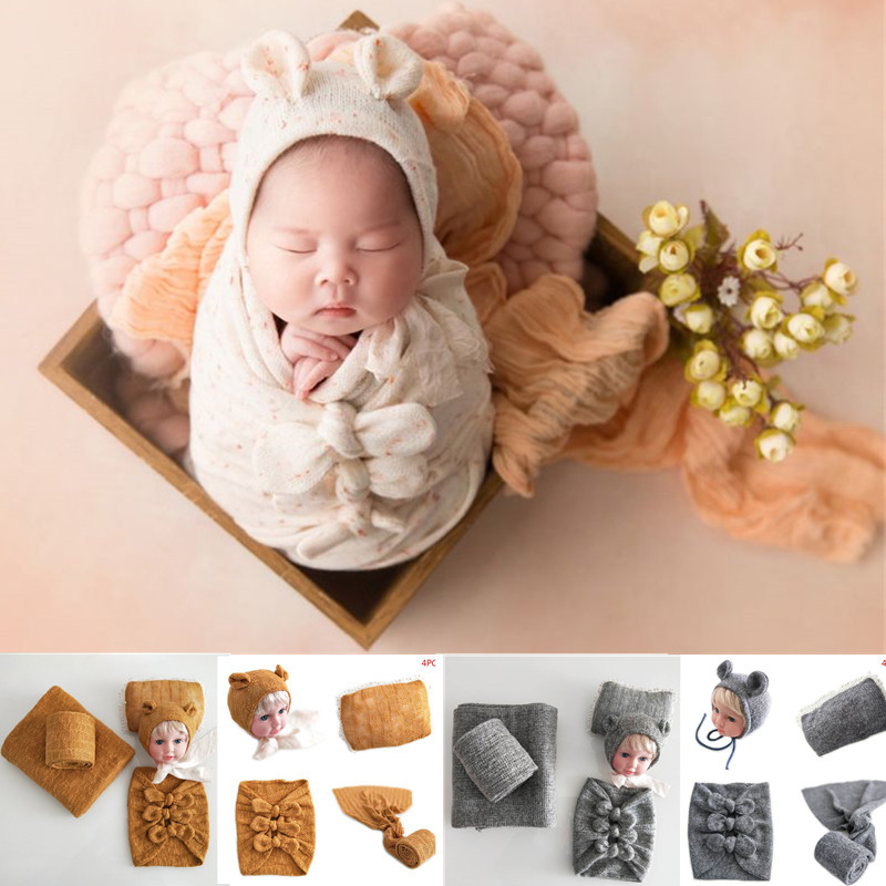 

Newborn Soft Sleeping Bag Pillow Bow-knot Wraps Blanket Photography Props Hundred Days Photo Props