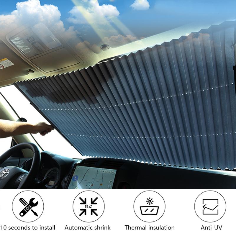 

Curtain Sunshade Car Retractable Windshield Anti-UV Car Window Shade Front Sun Block Auto Rear Window Foldable Curtain 70cm