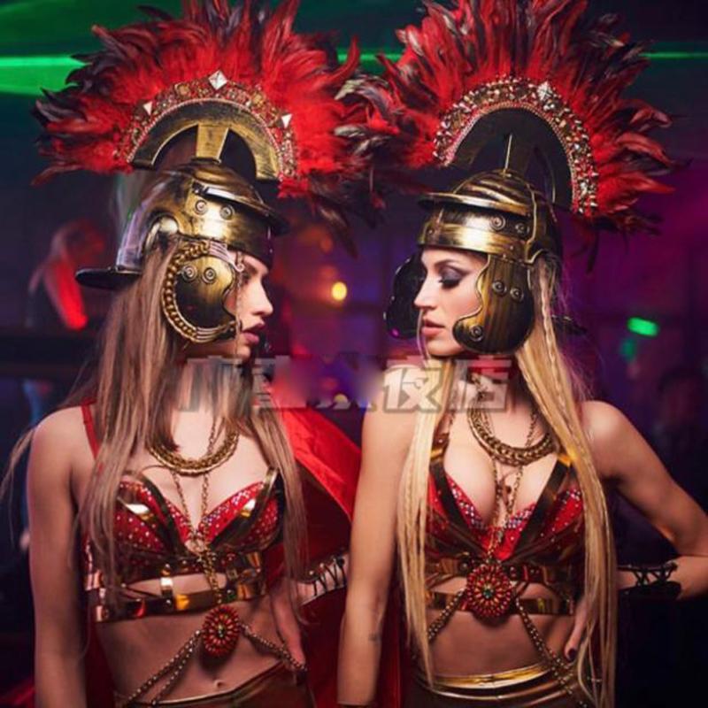 

Rome theme party sexy gogo costumes nightclub bar ds costume women feather headdress, Cloth