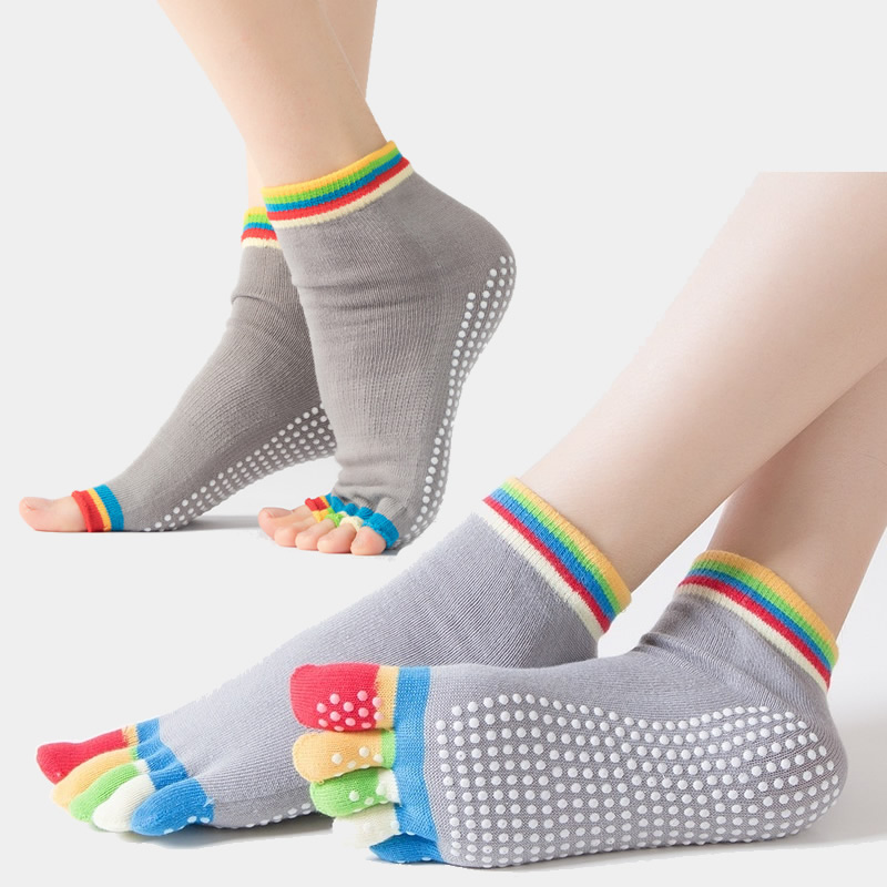 

New Cozy Cotton Pilates Low Cut Socks 5 Toes Socks Women Yoga Ballet Skid Breathable Sports, Exposed toes